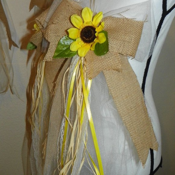 5 Yellow Sunflower Burlap Bow Party Wedding - Picture 2 of 10